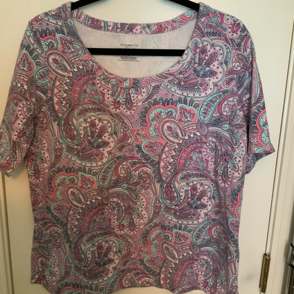 Talbots Pink and Gray Boxy Short Sleeve Tee
